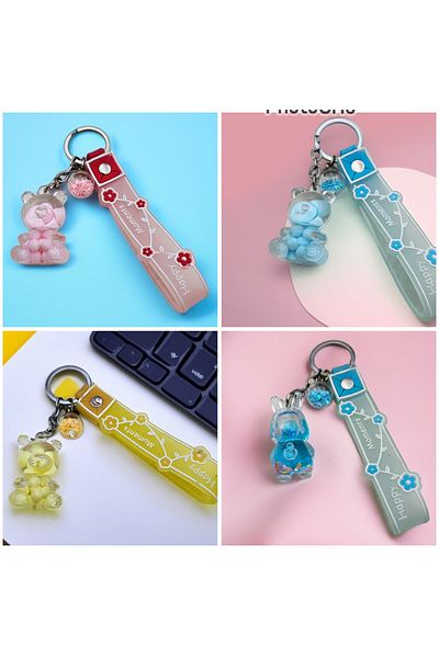 Meyra Accessories Cute Teddy Bear Bottle with Water Inside Car Bag Ornament Accessory Keychain