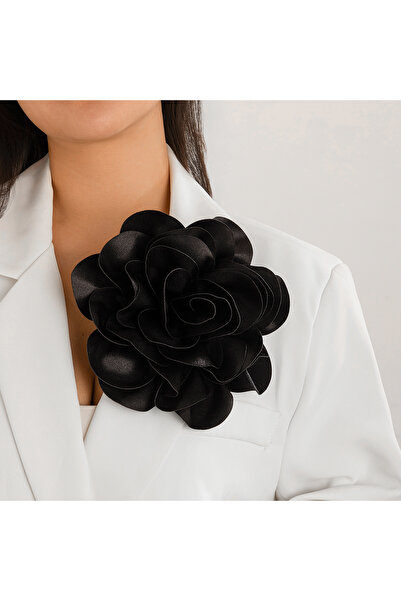 Choice دبوس زهرة ورد كبيرة من KunJoe مقاس 19.5 سم للنساء، دبوس أنيق من قماش الساتان الملون لحفلات الزفاف