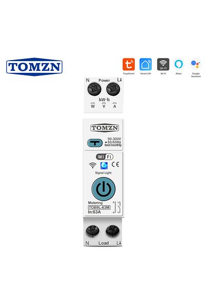 TOMZN Tob9l-63m Tuya 63a 1p N Wifi Smart Switch Energy Meter Metering Circuit Breaker Voltage Curren