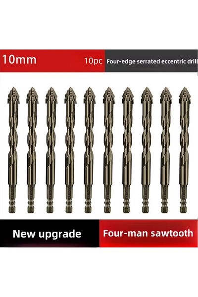 Choice 10 PCS 10 mm 4-Blade Saw Tooth Eccentric Drill Bit for Wood/Metal/Concrete,High-Speed Steel,Heat-Res