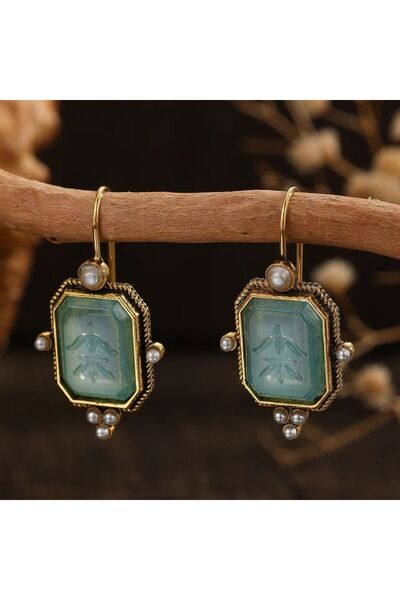Choice E1750 Elegant Vintage Geometric Pearl Pendant Drop Earrings Women Exqu...