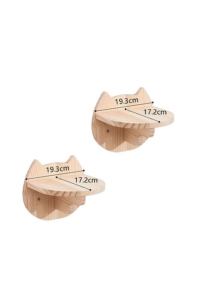 Choice 2 pieces 1 Piece Cat Wall Mounted Shelf Steps Wooden Pet Furniture Climbing Jumping Cat Face Shaped