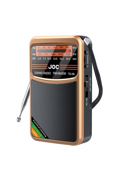 VODOOL TG66 Gold Battery Operated Radio FM AM SW Radio Built-in Speaker Pointer Pocket Radio Type-C Recharg