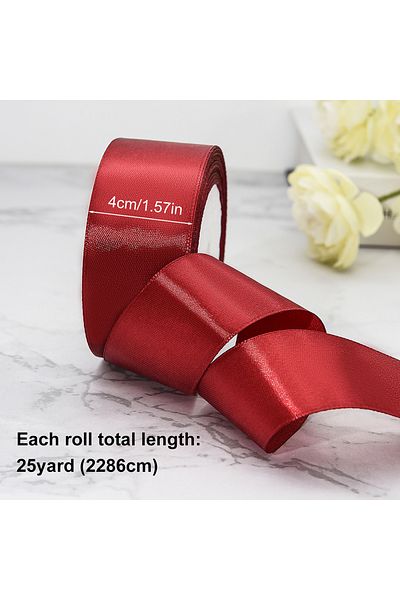 Choice L 4cm 22meters/Roll 4cm Satin Ribbons Crafts Bow DIY Gift Wrap Wine Red Orange Yellow Green Blue Pur