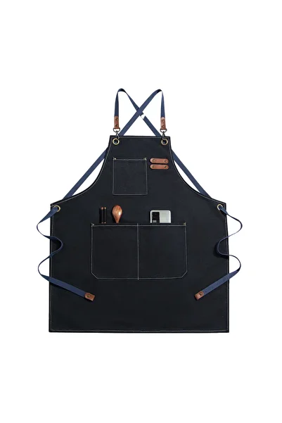 Choice black New Fashion Canvas Kitchen Aprons For Woman Men Chef Work Apron For Grill Restaurant Bar Shop