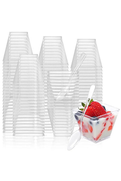 Choice3 50 قطعة من الأكواب، عبوة من 100 كوب، أكواب حلوى صغيرة بحجم 2 أونصة للحفلات، أكواب حلوى بلاستيكية صغيرة للمطبخ