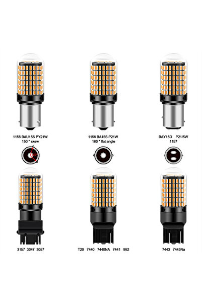 choice2 1156 ba15s P21W أصفر - قطعتان، مصابيح إشارة انعطاف LED، CanBus 1156 B...