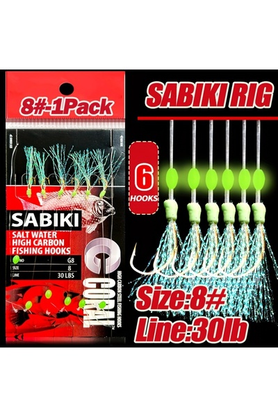 Choice مقاس 8 عبوة واحدة من TAKBAS، 1/5 عبوات من أدوات صيد السمك Sabiki، أدوا...