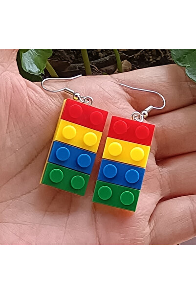 Choice أقراط EH037-1 عصرية بألوان زاهية، بتصميم مكعبات بناء ملونة، للنساء، بت...