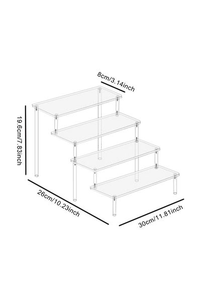 Choice 30x8cm 4 layer 1-4 Tier Acrylic Display Stand Durable Display Rack For Cupcake Perfume Doll Transpar