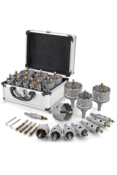 Choice 16pcs Carbide Hole Saw Kit For Hard Metal 16pcs Tct 16-57mm Hole Cutter Set For High Precision Cutti