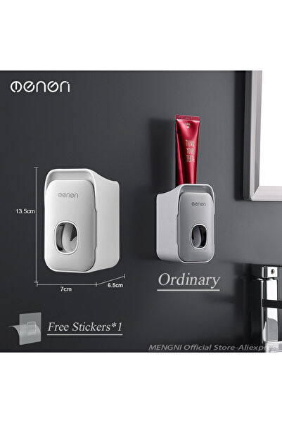 Choice موزع معجون أسنان أوتوماتيكي من MENGNI رمادي اللون، مثبت على الحائط، عص...