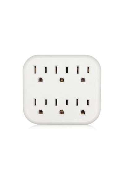 Choice Type1 6 Outlet Extender Grounded Wall Adapter, With 3 Prong Power Outlet Splitter Grounded Wall Labe