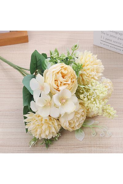 Choice Yellow Peony Artificial Flowers High Quality Silk Roses Fake Wedding Vacation Party Home Table Decor