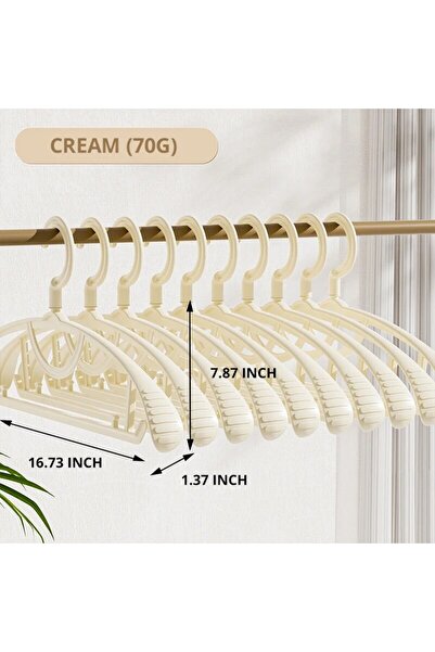 Choice 5 قطع من شماعات الملابس الكريمية للبالغين ذات الكتف العريضة السميكة غي...