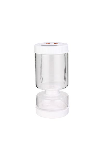Choice WHITE Glass Olive and Pickle Strainer Jar, Olive Container Hourglass Jar with Strainer Flip Pickle C
