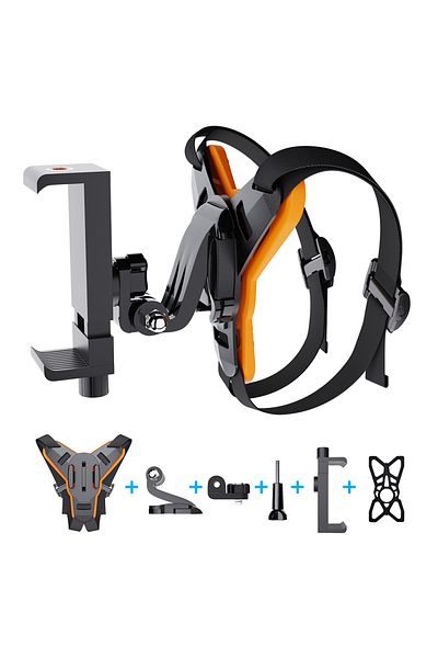 HONGDAK Upgraded Orange Motorcycle Helmet Phone Stand Mount Holder For Gopro Hero Insta360 Action Sports Cam