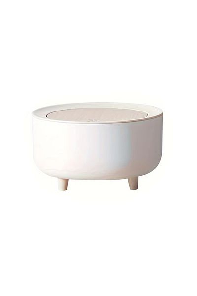 Choice 2L Round Trash Can With Lid, White Garbage Can With Foot, Paper Basket, Waste Bin For Bedroom Kitche