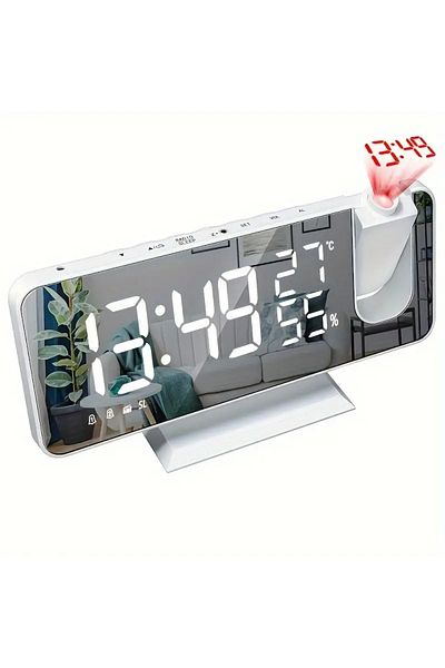 Choice G2350A Multi-function Radio Projection Alarm Clock LED Large Screen Alarm Clock 180° Rotation Temper