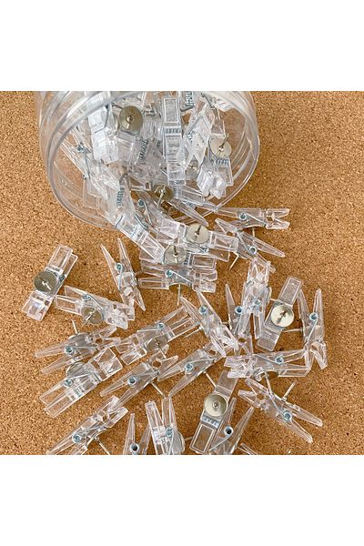 Choice 20 Pcs I-shape Pins 20pcs Multifunctional Clip-shaped Thumb Tacks For Cork Board Transparent Plastic