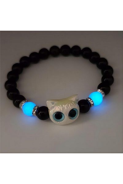 Choice BR24Y0309-4 Cute Cartoon Big Eye Cat Luminous Bracelets Glow In The Dark Fluorescence Pendant Bracel