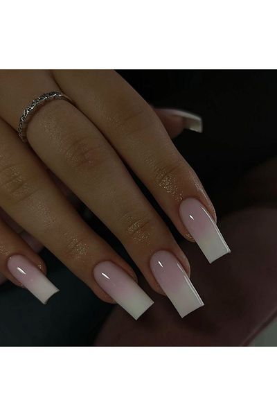 Choice LBJP2711 24 PCs Long French Gradient Minimalist Nails with 1 Jelly Gel and 1 Nail File