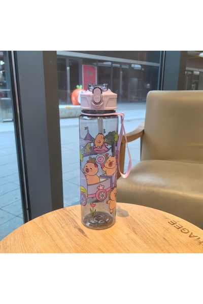 Choice 800ml Purple 800ML Kids Water Sippy Cup Creative Cartoon Cup with Straws Leakproof Water Bottle Outd