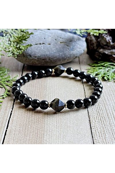 Choice black 8mm 1 Pc Black Tourmaline Obsidian Bracelet Men And Women, The Ideal Choice Of Gift