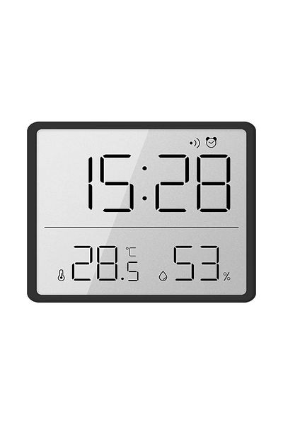 Choice Black Ultra Thin Alarm Clock LCD Large Screen Digital Temperature Hygrometer Simple Alarm Clock Magn