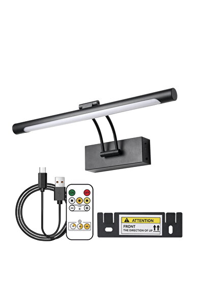 Choice مصباح حائط LED أسود خافت قابل لإعادة الشحن 40 سم مصباح لاسلكي 4400 مللي أمبير في الساعة مع جهاز تحكم عن بعد