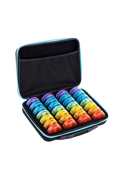 Choice black Monthly Pill Organizer Box 2 Times a Day, with 28 Daily Pocket Case, Traval Pill Box with Port
