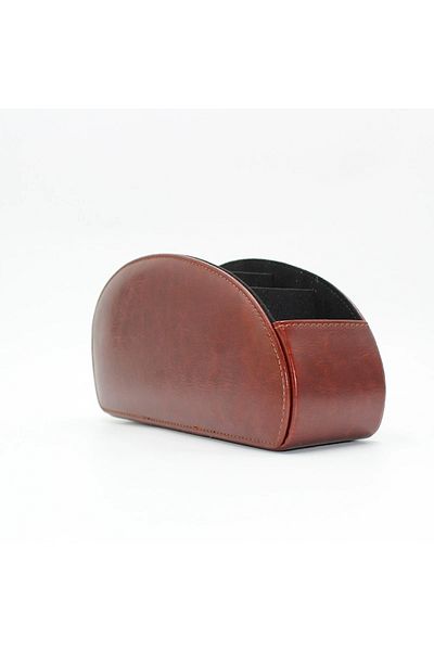 Choice brown Remote Control Holder with 5 Compartments Remote Control Box for Desktop Storage Media Player