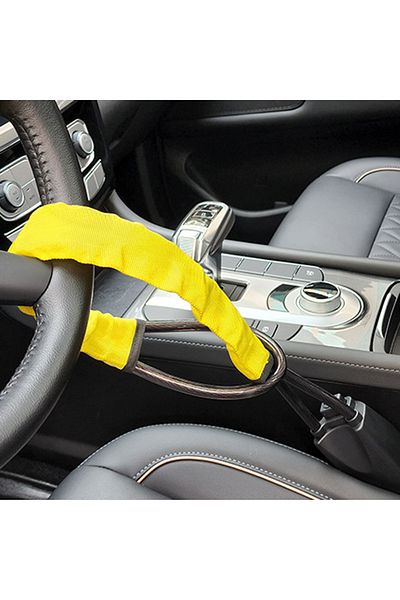 NarzrIe Yellow Car Steering Wheel Anti Theft Lock Security Seat Belt Anti-theft Lock Car Locks With 2 Keys E