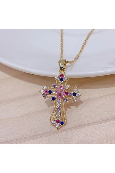 Choice Steel color Men Women Hip Hop Zircon Cross Shiny Pendant Stainless Ste...