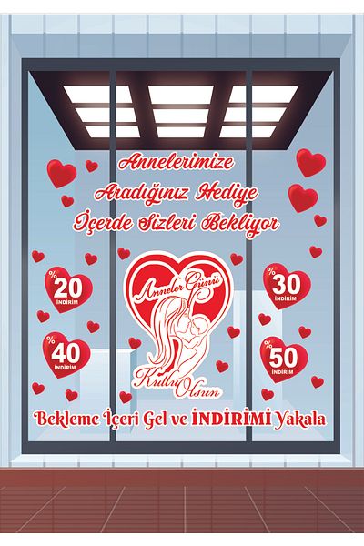 Göktuğ Hediyelik Store Window Sign for Mother's Day 100X100 cm
