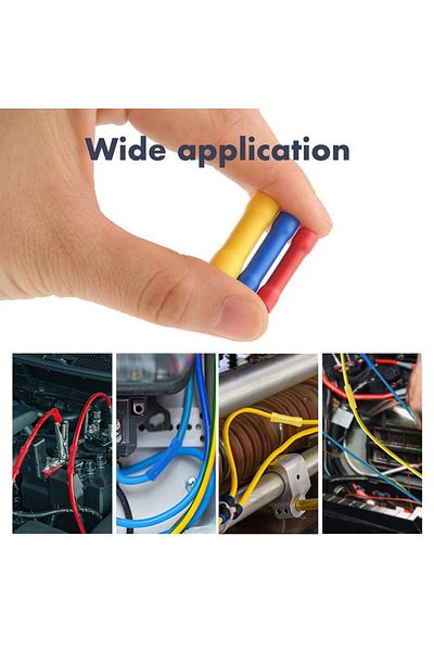 AOKIN 50pcs 50/100pcs Red Butt Connectors Crimp 22-16 Awg Butt Connector Insulated Pvc Wire Butt Splice Co