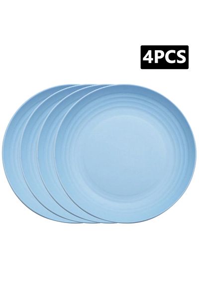 Choice 4pcs-Light blue 4/8pcs Plastic original plate, reusable, camping picnic dessert plate, fruit plate,