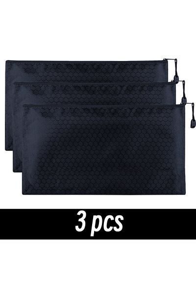 Choice 3pcs Black 8 Colors Black Grid Pencil Bag Zipper Pouch Bill File Bag Makeup Small Pencil Case Waterp