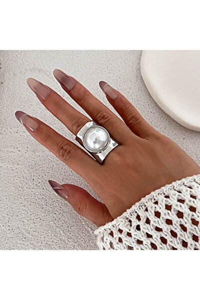 Choice خواتم إنجيمارك بانك فضية اللون مبالغ فيها معدنية غير منتظمة مفتوحة على...