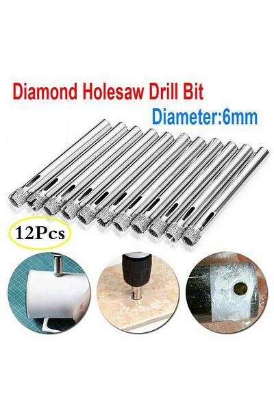 Choice 12Pcs 6mm Diamond Coated Hss Drill Bit Set-Tile Marble Glass Ceramic Hole Saw Open-Drilling Bits ...