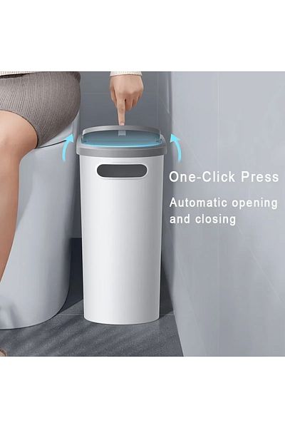 Choice WHITE 10L Large Capacity Silent Closed Plastic Bathroom Garbage Bin - Space saving Design, Creative
