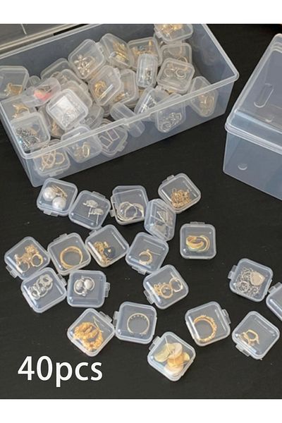 Choice 40pcs Set 40Pcs/Set Mini Clear Plastic Storage Box Jewelry Storage Case Transparent Storage Organize
