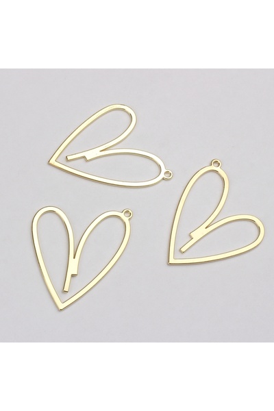 Choice 6 قطع/مجموعة من دلايات القلب المجوفة المسطحة المصنوعة من سبائك الزنك م...