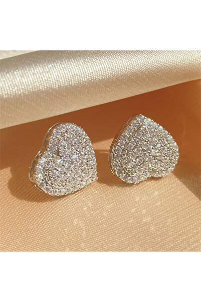 Choice Sliver Color Classic Design Dazzling Heart Stud Earrings for Women Hig...