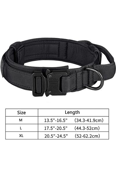 Choice L Black Tactical Dog Collar, Adjustable Military Training Nylon Dog Collar With Control Handle And H