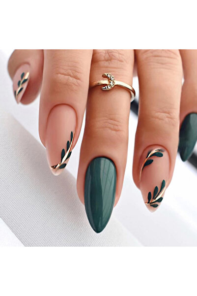 Choice QHW257 24 قطعة أظافر فرنسية طويلة بسيطة على شكل ورقة شجر مع 1 جيلي جل و1 مبرد أظافر