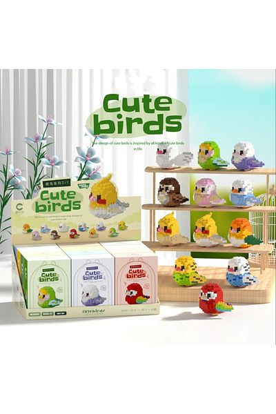 Choice 12PCS with box 12PCS/Set Kawaii Bird Small Building Blocks Building Creative Educational Building To