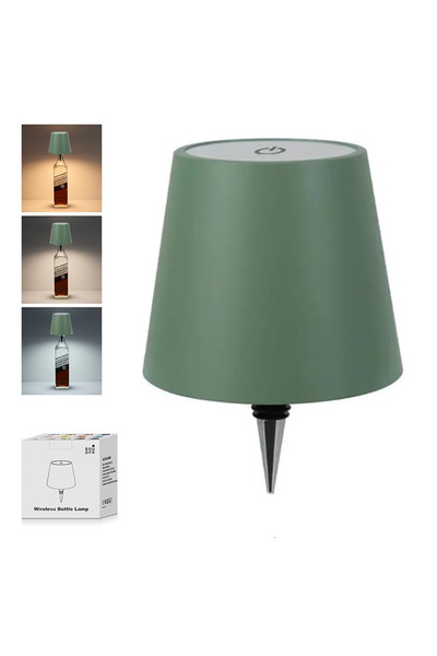 Choice مصباح طاولة لاسلكي أخضر على شكل زجاجة مع تحكم باللمس بثلاثة ألوان وخاص...