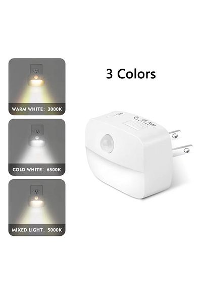 Brangdy US Plug 3 Colors LED Night Light EU Plug In Smart Motion Sensor Light 220V Wall Lamp for Home Aisle