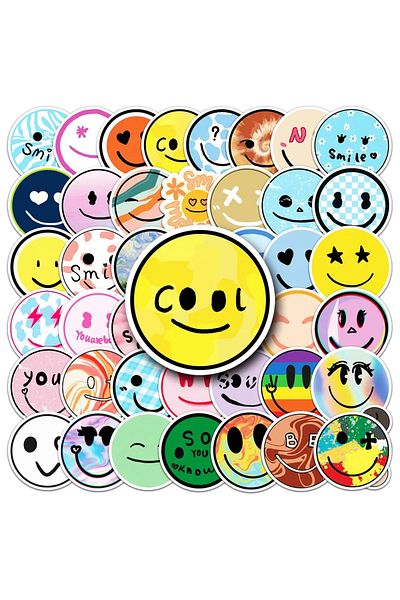 Choice 50pcs 50pcs Smiling Face Stickers Diy Skateboard Laptop Luggage Bike Motorcycle Phone Car Sticker De